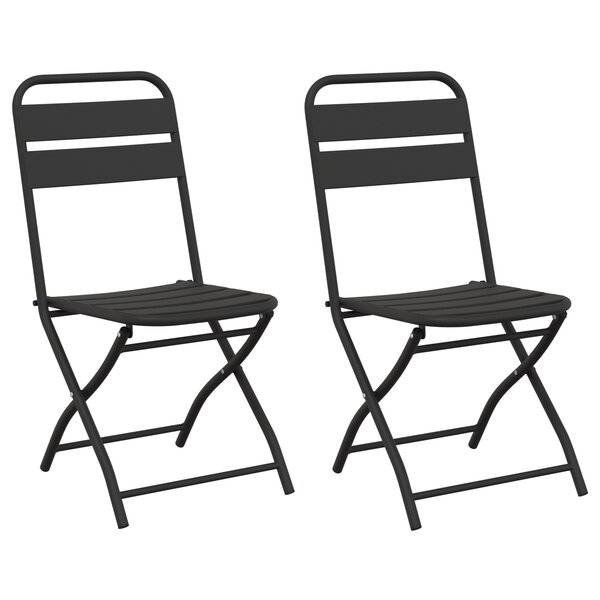 vidaXL Chaises de jardin pliantes 2 Pièces Anthracite 42x52x82 cm Acier enduit de poudre