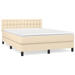 vidaXL Sommier à lattes de lit avec matelas Crème 140x200 cm Tissu