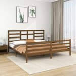 vidaXL Cadre de lit Marron miel Bois massif 200x200 cm