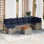 vidaXL Ensemble de canapé de jardin avec coussin 8 Pièces Gris Poly rotin