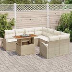vidaXL Ensemble de canapé de jardin avec coussin 9 Pièces beige et crème