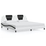 vidaXL Cadre de lit sans matelas blanc et noir 200x200 cm similicuir