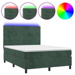 vidaXL Sommier à lattes de lit avec matelas LED Vert foncé 140x200 cm