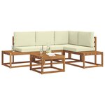 vidaXL 5 pc Ensemble de canapés d'extérieur Naturel et Crème