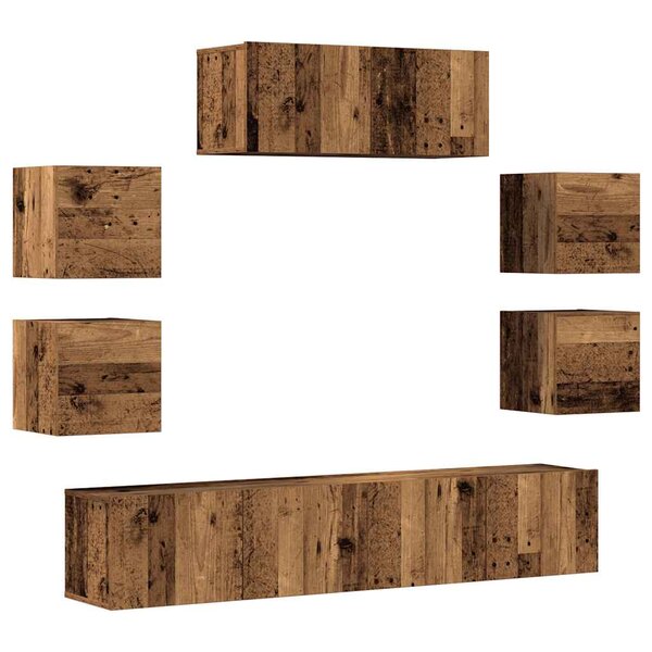 vidaXL Ensemble de meuble TV mural 7 Pièces vieux bois bois d'ingénierie