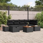 vidaXL Ensemble de canapé de jardin 7 Pièces Noir 55 x 62 x 69 cm