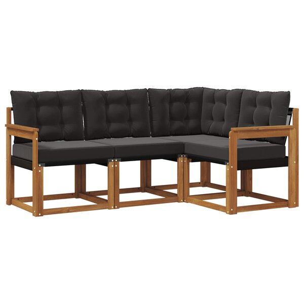 vidaXL Ensemble de canapés d'extérieur 4 pc Naturel et Noir