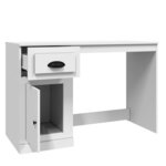 Bureau table poste de travail meuble d'ordinateur informatique étude avec tiroir 115 x 50 x 75 cm bois d'ingénierie blanc 02_0023445