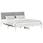 vidaXL Cadre de lit avec tête de lit Blanc et gris clair 200 x 200 cm