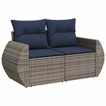 vidaXL Salon de jardin avec coussins 7 Pièces gris résine tressée