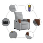 vidaXL Fauteuil de massage inclinable électrique gris clair tissu