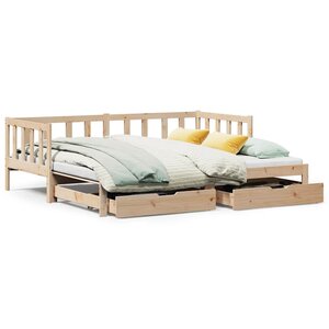 vidaXL Lit de jour avec gigogne et tiroirs sans matelas 80x200 cm