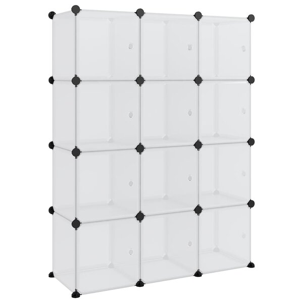 vidaXL Cubes de rangement 12 Pièces avec portes Transparent PP