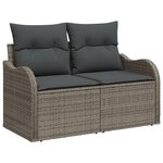 Ensemble de canapés de jardin 5 pièces avec coussins en rotin noir vidaXL