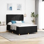vidaXL Lit à ressorts avec matelas gris foncé 90x190 cm Noir tissu