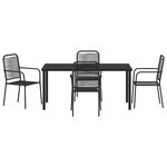 vidaXL Set de jardin 5 pièces en corde de coton noire et acier