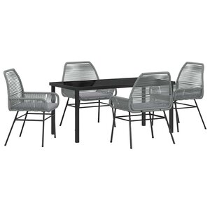 vidaXL Ensemble de salle à manger pour jardin 5 Pièces Gris polyrotin