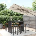 vidaXL Ensemble de bar jardin 7 Pièces noir poly rotin/bois massif acacia