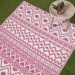 Tapis extérieur terrasse réversible - Tapis de jardin imperméable et résistant UV - Tia - Rose - 180x270 cm - HOMESCAPES