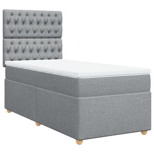 vidaXL Sommier à lattes de lit et matelas Gris clair 90x190 cm Tissu