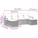 vidaXL Ensemble de Canapés avec coussin 6 Pièces Gris et marine polyrotin