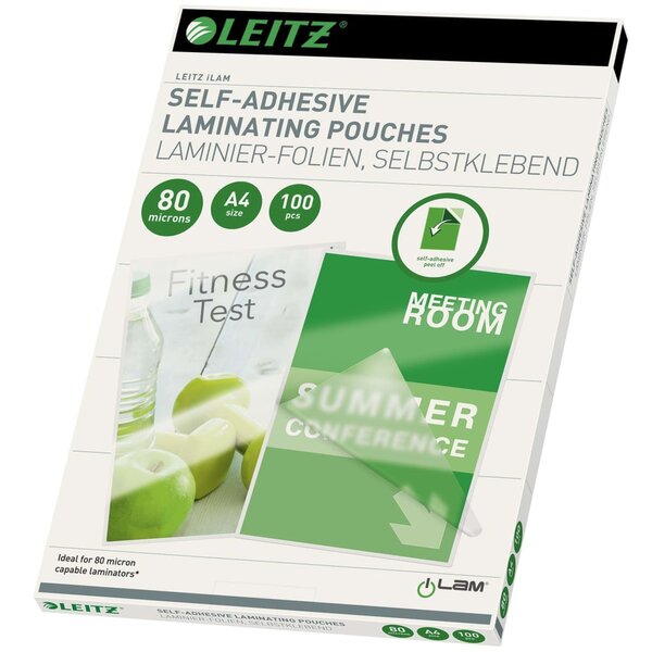 Leitz pochettes de plastification auto-adhésives a4 100 pièces