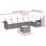 vidaXL Salon de jardin avec coussins 7 Pièces gris clair résine tressée