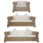 vidaXL Ensemble de canapés 3 Pièces avec coussins Rotin naturel