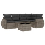 vidaXL Salon de jardin 6 Pièces avec coussins gris résine tressée