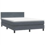 vidaXL Sommier à lattes de lit et matelas gris foncé 160x220cm velours