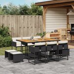 vidaXL Ensemble à manger de jardin 11 Pièces coussins noir résine tressée