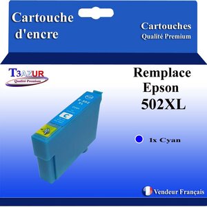 T3AZUR - Cartouches compatibles avec Epson XP-5100 XP-5105 XP-5115 XP-5150 XP-5155 WorkForce WF-2860DWF WF-2865DWF WF-2880DWF WF-2885DWF 502XL (série Jumelles) - Cyan