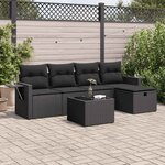 vidaXL Salon de jardin 6 Pièces avec coussins noir résine tressée