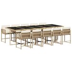 vidaXL Ensemble à manger de jardin et coussins 11 Pièces beige poly rotin