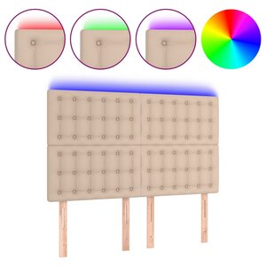 vidaXL Tête de lit à LED Cappuccino 144x5x118/128 cm Similicuir