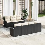 vidaXL Ensemble de canapé de jardin avec coussin 8 Pièces Noir et Crème