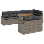 vidaXL Ensemble de salle à manger de jardin 9 pièces avec coussins gris Poly Rattan Acacia