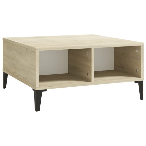 vidaXL Table basse blanc et chêne sonoma 60x60x30 cm bois d'ingénierie