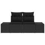 vidaXL Canapé de jardin 2 places avec rangement et coussins noir en rotin synthétique