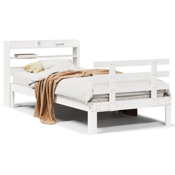vidaXL Cadre de lit avec tête de lit sans matelas blanc 90x200 cm