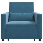 vidaXL Fauteuil Convertible bleu velours 3-en-1