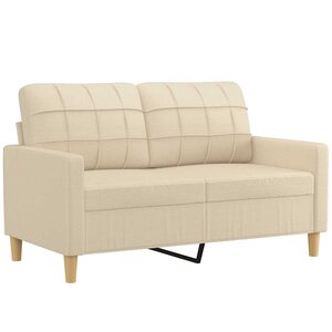 vidaXL Canapé à 2 places Crème 120 cm Tissu