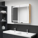 vidaXL Armoire de salle de bain à miroir à LED Blanc et chêne