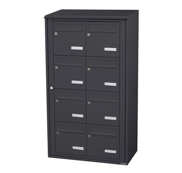 Bloc collectif Leabox  2x4  grade 3  simple face  Extérieur  fixation murale  Gris anthracite RAL 7016 finition brillante