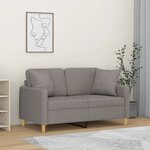 vidaXL Canapé 2 places avec oreillers décoratifs taupe 120 cm tissu