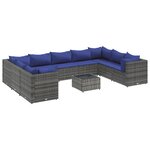 vidaXL Salon de jardin 10 Pièces avec coussins Gris Résine tressée