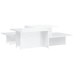 vidaXL Tables basses 2 Pièces blanc brillant bois d'ingénierie