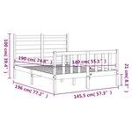 vidaXL Cadre de lit avec tête de lit blanc 140x190 cm bois massif