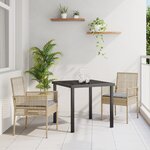 Chaises de jardin vidaXL 2 Pièces avec coussins beige en poly rotin