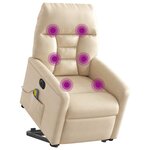 vidaXL Fauteuil inclinable de massage électrique beige microfibres